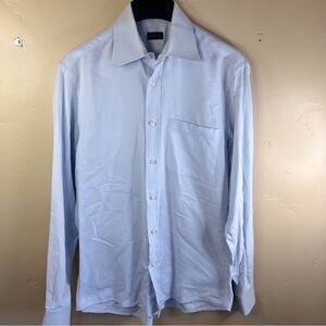 Valentino Mens Baby Blue‎ Button Down Dressy Shirt Size 15.5 32/33 Work Career
